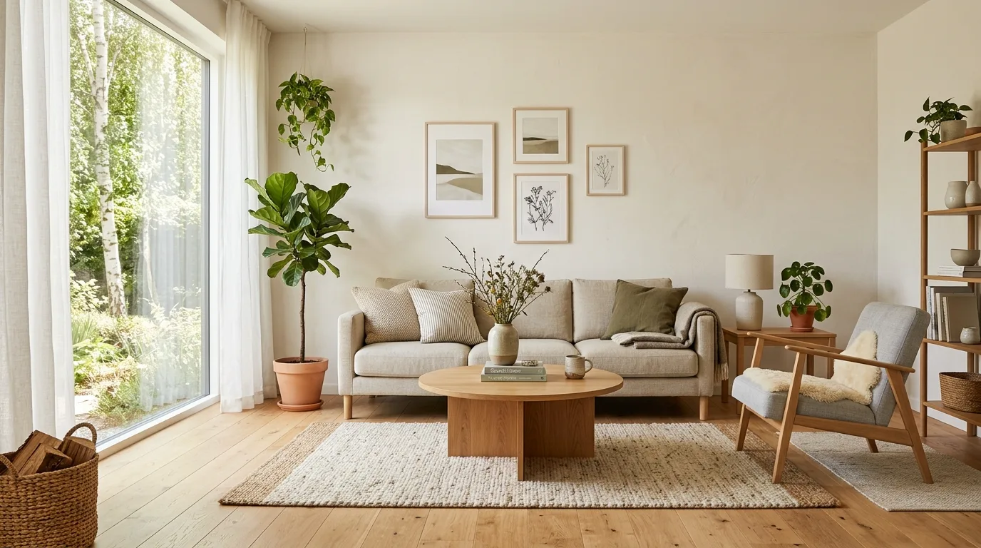 Add clay and ceramic pieces for warmth inspiration for an earthy living room.